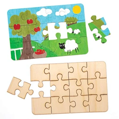 Afbeelding van Baker Ross 8 stuks blanco houten puzzels voor het versieren van kinderen AW602