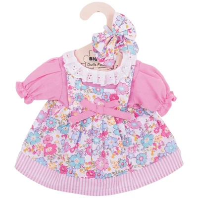 Afbeelding van Bigjigs Poppenkleren Roze bloemenjurk 35cm