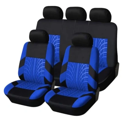 Afbeelding van LOSTIS Complete set autostoelhoezen voor Dacia Duster 2.Gen 1.Gen HM HS 2010 2023, 2024, 2025, ademende en comfortabele volledige stoelbescherming, E/blauw