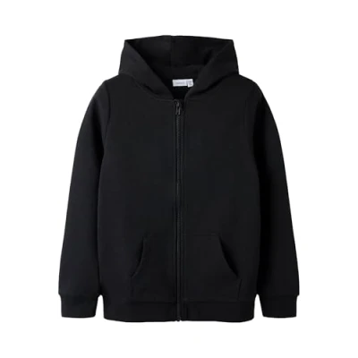 Image de Name It Nkmnesweat Card W Hood Unb Noos Veste à Capuche Garçon, Noir, 110