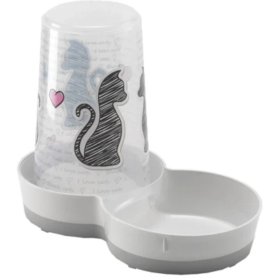 Afbeelding van Moderna plastic drink/voersilo 1.5 liter Cats in Love Gebr. de Boon