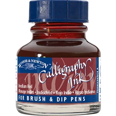 Image de Winsor &amp; Newton Encre de Calligraphie Flacon 30ml 317 Rouge Indien Série 1