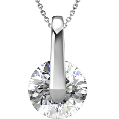 Afbeelding van Yolora Dames Ketting met Hanger Kalpa Camaka Kristal Zilverkleurig 18K Witgoud Verguld Vrouwen Collier Zilver Sieraden Halsketting Luxe Giftbox Geschenkdoos Cadeau doos Exclusieve Geschenkverpakking Mooie Cadeauverpakking