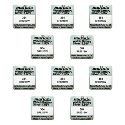 Afbeelding van 10 x MURATA 364 SR60 AG1 SR621SW, zilver, oxide, 0% kwik, batterijen, stuks