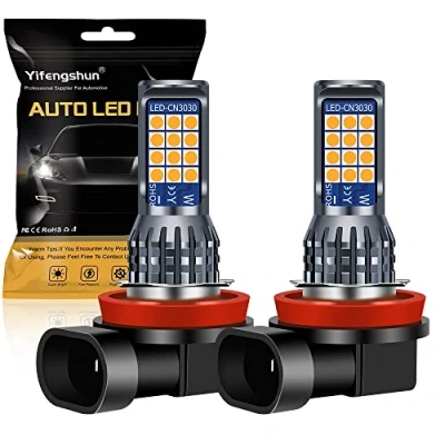 Afbeelding van Yifengshun 2 stuks H8 / H11 LED geel mistlampen, 24SMD 3030 kleuren voor auto voorkant mistlicht dagrijverlichting DRL 12V
