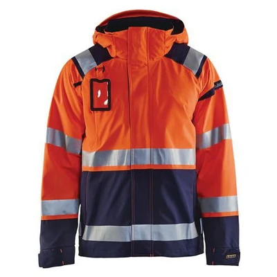 Image de Veste hardshell haute visibilité orange fluorescent/marine