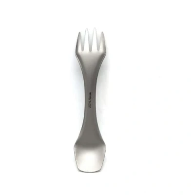 Afbeelding van RISON Titanium 3 in 1 Camping Bestek Vork Lepel Mes Ultralicht Draagbaar Multifunctioneel Gereedschap Servies voor Reizen Wandelen Picknick