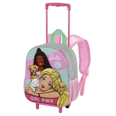 Afbeelding van Karactermania Barbie Huisdieren Kleine 3D Rugzak met Wielen Trolley Reistas Roze