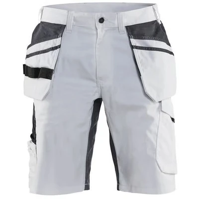 Image de Short peintre stretch blanc/gris foncé