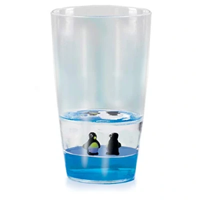 Afbeelding van Floatarama Drinkbeker, Deluxebase Pinguïn, drinkglas, acryl drinkglas met drijvende dierenfiguren, 250 ml, BPA vrij, voor kinderen en volwassenen