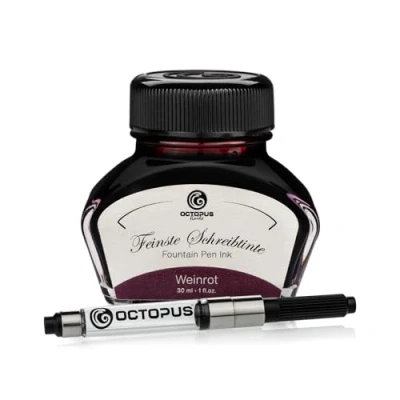 Afbeelding van Octopus Fluids Weinrot schrijfinkt met converter, vulpeninkt, rood, 30 ml