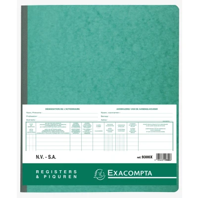 Afbeelding van Register Piqure aandeelhouder NV/SA 250x320mm 80vel groen