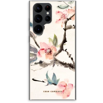 Afbeelding van Case Company® hoesje geschikt voor Samsung Galaxy S22 Ultra Japanse bloemen Soft Cover Telefoonhoesje Bescherming aan alle Kanten en Schermrand