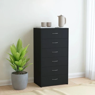 Afbeelding van Dressoir met 6 lades 50x34x96 cm bewerkt hout zwart