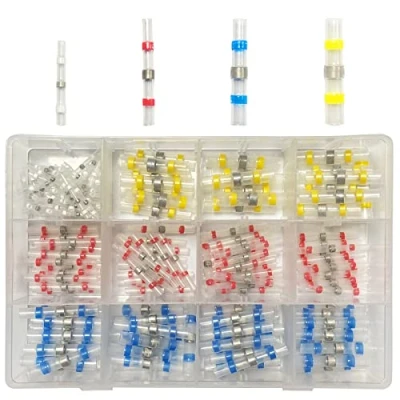Afbeelding van Newaner 200 stuks laspakking geïsoleerde draaduiteinde connector, 4 maten 26 10 AWG met krimpkous, elektrische kabelschoen voor auto&#039;s motorfietsen, krimpverhouding 3:1