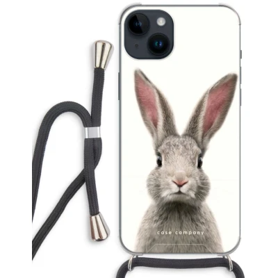 Afbeelding van Case Company® hoesje met Koord geschikt voor iPhone 14 Plus Daisy Telefoonhoesje Zwart Extra Bescherming aan alle Kanten en Over de Schermrand