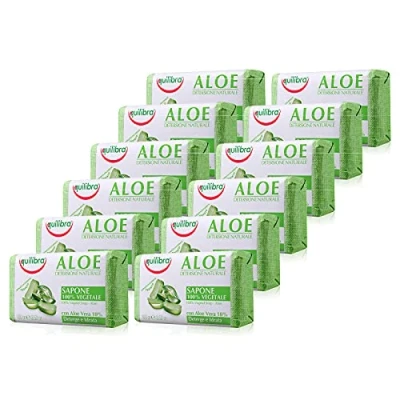 Afbeelding van equilibra Aloë Zeep, 100% plantaardig, 100 g, 12 stuks