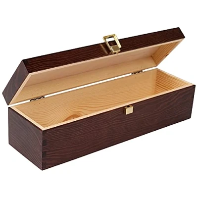 Afbeelding van Creative Deco Wijnkist Houten Kist Bruin 35,1 x 11 10 cm Perfect voor Decoupage, Cadeau, Decoratie