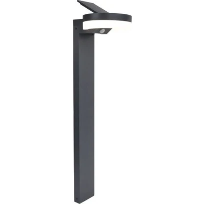 Afbeelding van LUTEC Runda LED solar tuinpaal padverlichting Sokkellamp Optimaal opladen door aanpasbaar zonnepaneel Langdurige werking (tot 10 uur) PIR bewegingssensor 1300Lm 4000K warm wit licht IP54 extra weerbestendig Donkergrijs
