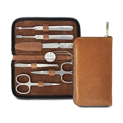 Afbeelding van Nippes Solingen Manicure Pedicure Set 6 delig RVS WHISKEY Handgemaakt 25 Jaar Garantie