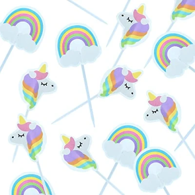 Afbeelding van Culpitt Taartdecoratie Prikkers Unicorn 80mm 24st.
