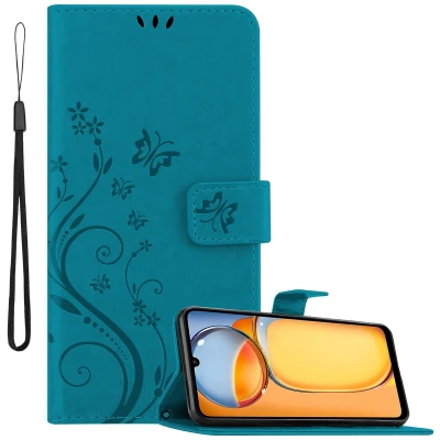 Afbeelding van Cadorabo Hoesje geschikt voor Xiaomi Redmi 13C in BLOEMEN BLAUW Beschermhoes bloemmotief met magnetische sluiting, standfunctie en kaartsleuven Book Case Cover Etui