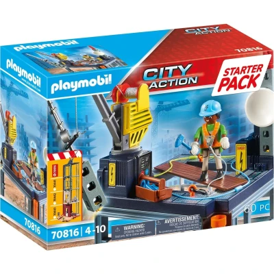 Afbeelding van PLAYMOBIL Starterpack City Action Bouwplaats met lier 70816