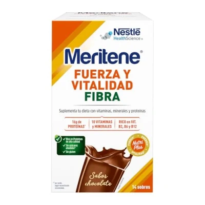 Afbeelding van Meritene Active Senior Nutrition Batido Sabor Chocolate Rico En Fibra 14 Sobres