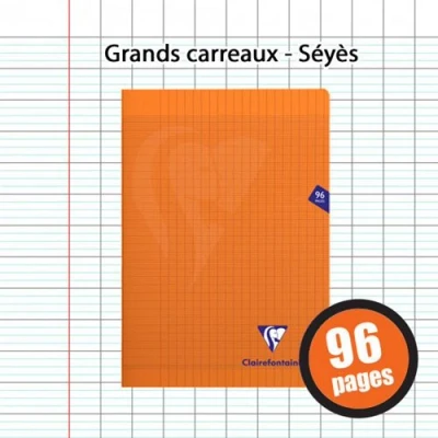 Afbeelding van Clairefontaine 383161C Notitieboek Mimesys oranje, A4, 21 x 29,7 cm, 96 pagina&#039;s, grote ruiten, papier, wit, 90 g, omslag van polypropyleen