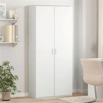 Image de vidaXL Buffet haut blanc 80x35x180 cm bois d&#039;ingénierie3276651