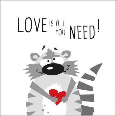 Afbeelding van Ppd Need Love Racoon Napkin 33x33