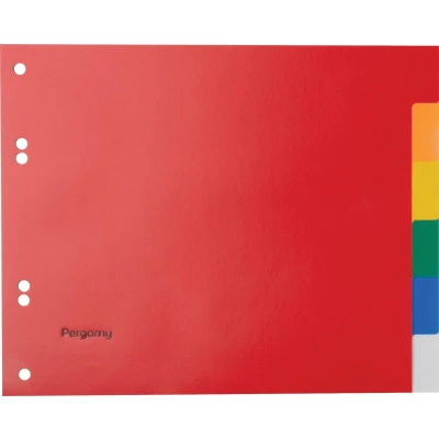 Afbeelding van Pergamy tabbladen, ft A5, 6 gaatsperforatie, PP, tabs in geassorteerde kleuren tabbladen