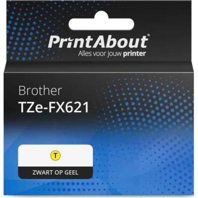 Afbeelding van Huismerk Brother TZe FX621 Tape Zwart op geel (9 mm)