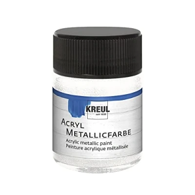 Afbeelding van KREUL 77579 metallic acrylverf 50 ml van parelwit glas, glamoureuze met effect op waterbasis, romige dekking, sneldrogend en waterdicht