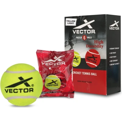 Afbeelding van Vector X Cricket Tennis Bal Pakket van 6 voor Jeugd &amp; Volwassenen (Geel, Maat Standaard) Materiaal Rubber Lichtgewicht Ideaal voor: Training/Wedstrijd Speler Controle Nauwkeurigheid