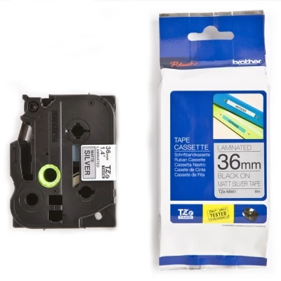 Image de Brother TZe M961 Noir sur argent mat Rouleau (36 cm x 8 m) 1 cassette(s) ruban laminé pour P Touch PT 3600 550 9200 9400 9500 9600 9700 9800 D800 P900 P950