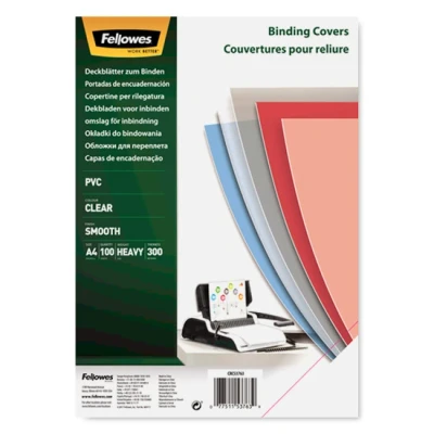 Image de Fellowes PVC couverture de reliure transparente 300 microns A4 (100 pièces)