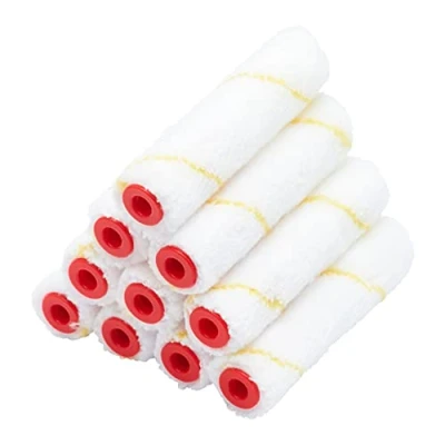 Afbeelding van ProDec Advance ARRE022 Mini microvezelverfroller, 10 stuks, korte haren, microvezelverfroller voor emulsie, glans, satijn, hout en lak, wit, 10,2 cm