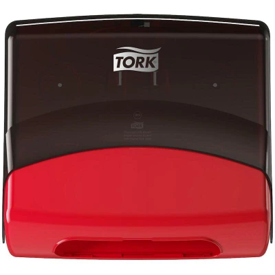 Afbeelding van Reinigingsdoekdispenser Tork W4 Performance wandmontage zwart/rood 654008