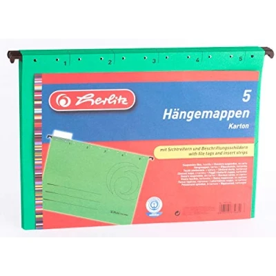 Afbeelding van Herlitz 5874680 hangmappen A4 UniReg groen 5 delig kraftkarton, 230 g/m2
