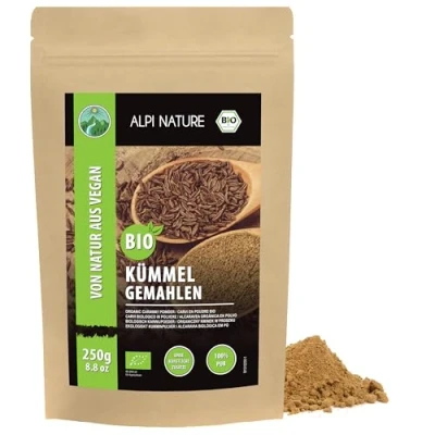 Afbeelding van biologisch gemalen komijnzaad (250 g), komijnpoeder, uit biologische teelt, 100% natuurlijk zonder additieven,