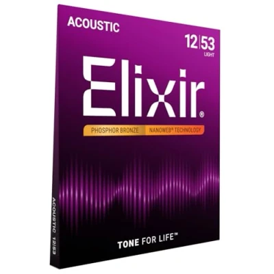 Afbeelding van Elixir 16052 Akoestische gitaar snaren Phosphor Bronze Nanoweb Light 12 53