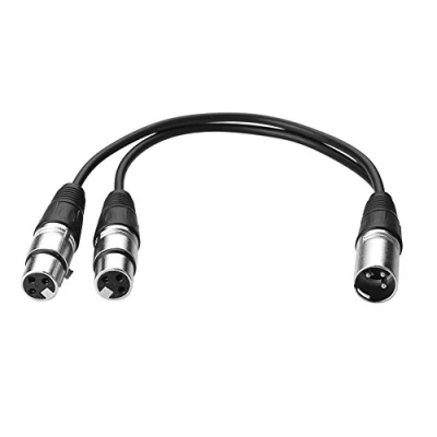 Afbeelding van SIENOC 0.3M XLR Mannelijk/Vrouwelijk naar Vrouwelijk/Mannelijke Kabel Microfoon 3 &#039;Pro Cord Splitter Serie Y Cable (XLR(M) (F) x 2, Zilver)