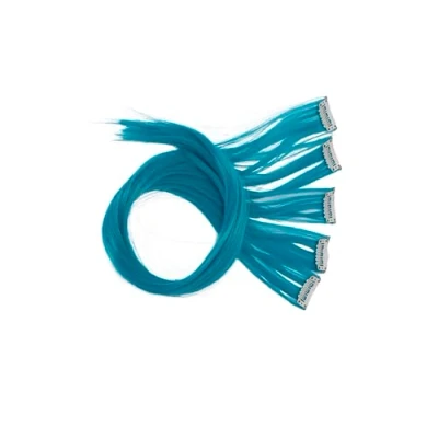 Afbeelding van CAISHA Haarverlenging met clip, 55 cm, kleurrijke strengen, haarverlenging, glad, lang, lichtblauw, BST131