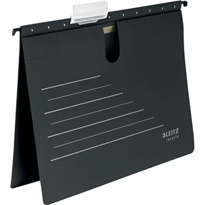 Afbeelding van Leitz Alpha Card 19200095 Hangmap, A4, 100% recyclebaar, koolstofneutraal, milieuvriendelijk, premium kwaliteit, gerecyclede serie, zwart/grijs,