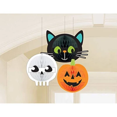 Afbeelding van Amscan Honeycomb Halloween Junior Oranje/zwart/wit 3 Stuks
