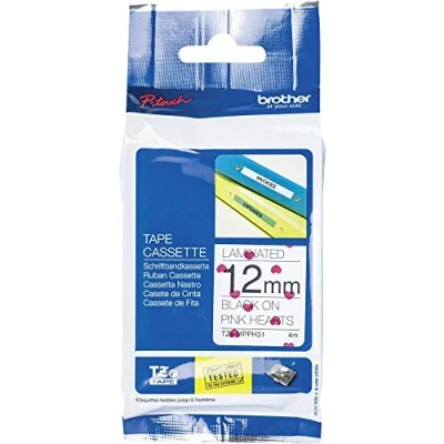 Afbeelding van Brother TZe MPPH31 Tape Zwart op wit (hartjes)