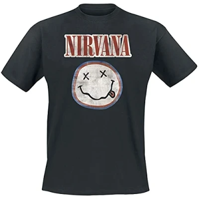 Afbeelding van Nirvana Distressed Logo Heren T shirt S Zwart