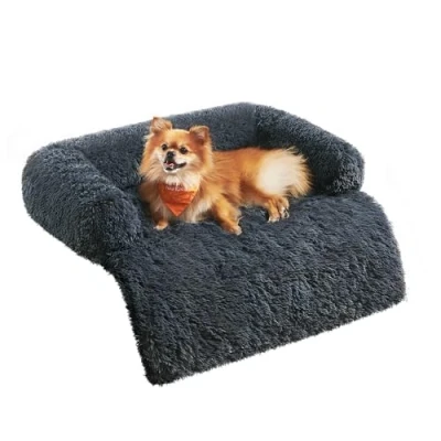 Afbeelding van Feandrea FluffyHug PGW221G02 Hondenbed, pluche, hondendeken, bankbescherming voor honden, hondenkussen, maat M, 80 x 75 16 cm, donkergrijs