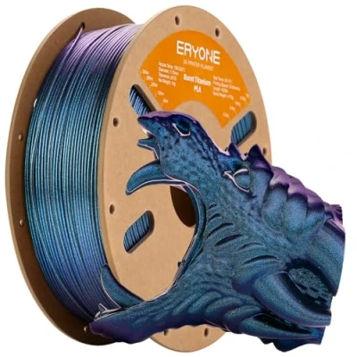 Afbeelding van ERYONE PLA filament voor 3D printers, 1,75 mm +/ 0,03 mm, 1 kg/spoel, titanium gebrand cyberzwart